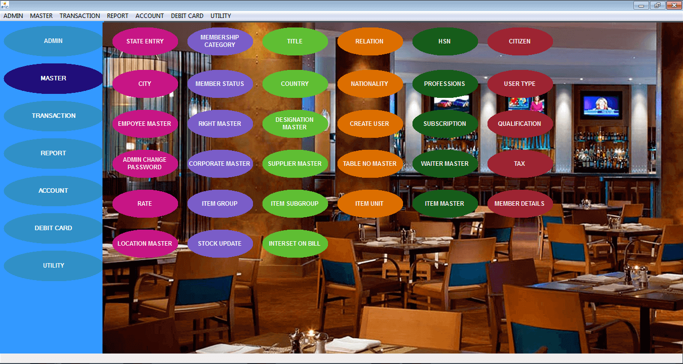 Bistro Club software (BCS)
