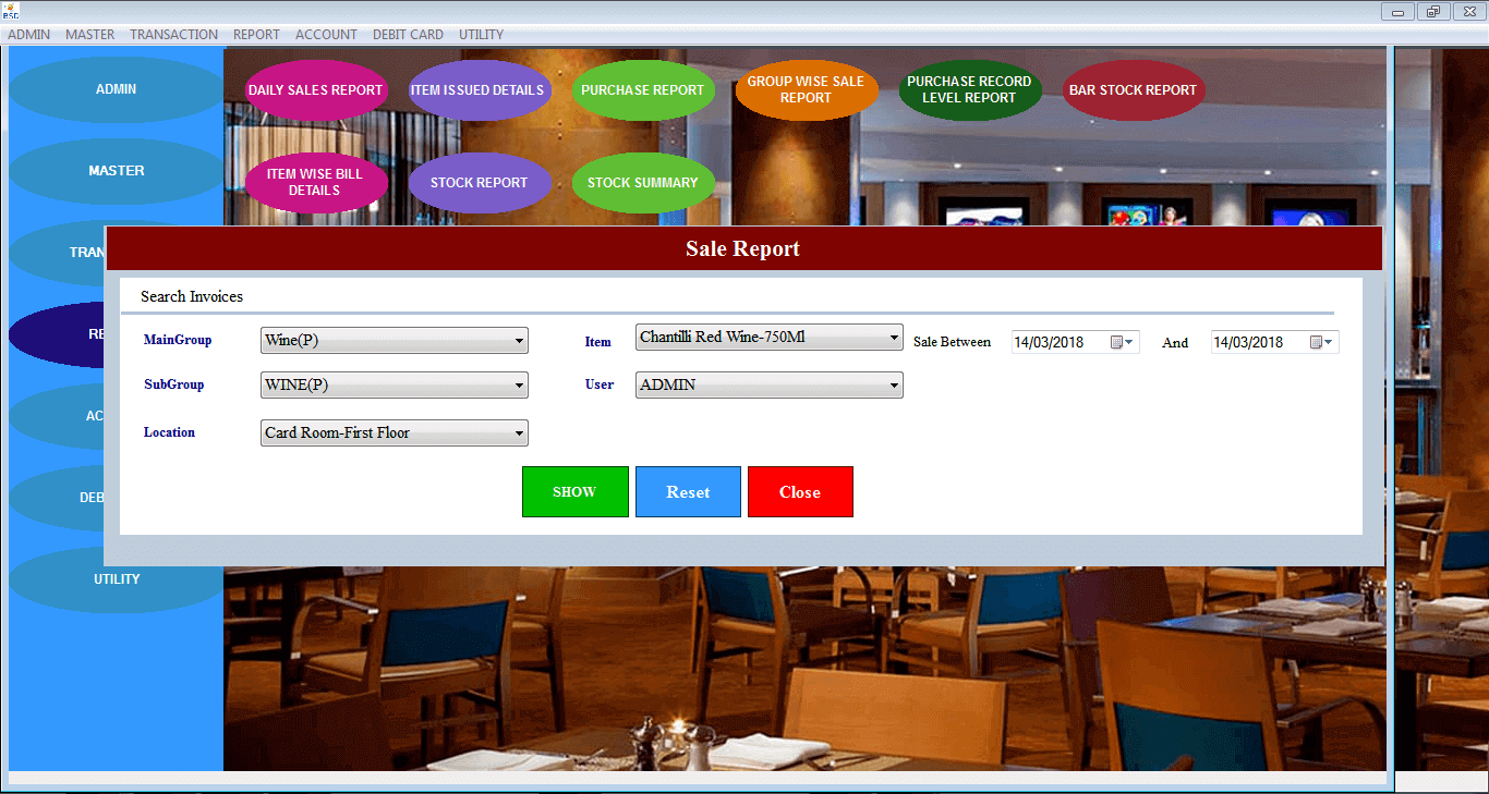 Bistro Club software (BCS)
