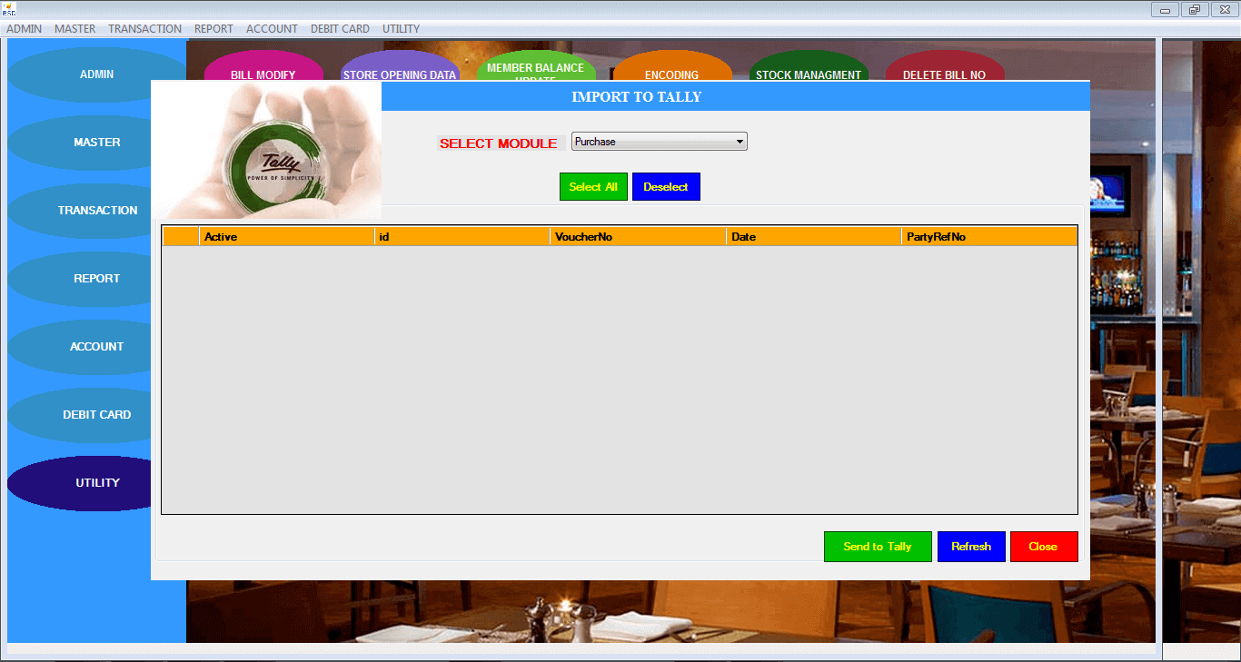Bistro Club software (BCS)