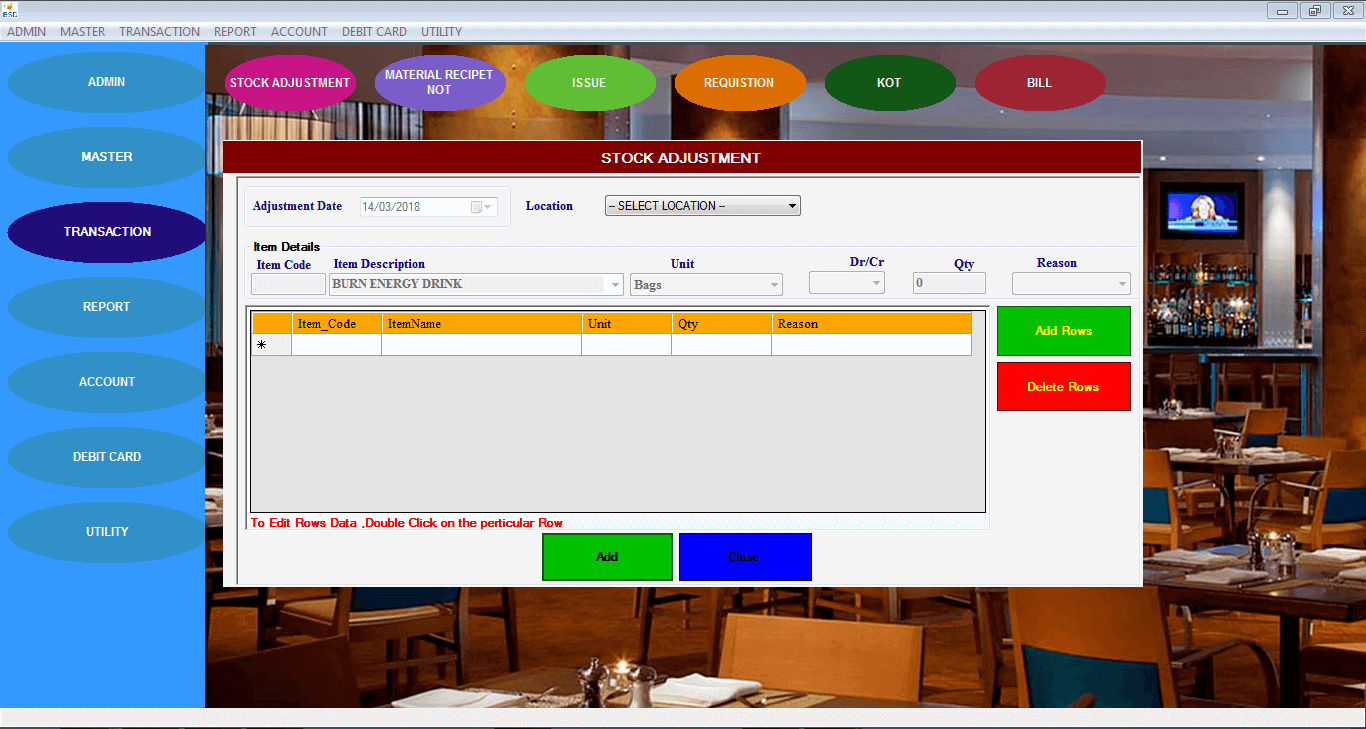 Bistro Club software (BCS)
